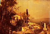 Franz Richard Unterberger Paintings - Les Pecheurs Sur La Terrasse by Franz Richard Unterberger